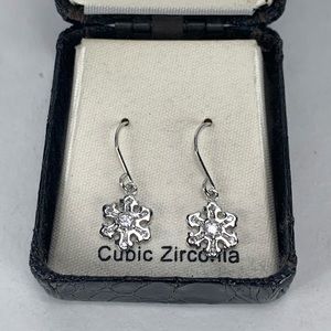 Cubic Zirconia Snow Flake Earrings